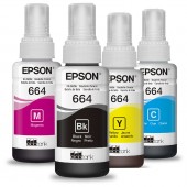 Kit Refil Epson T664 Original Preto, Ciano, Magenta e Amarelo